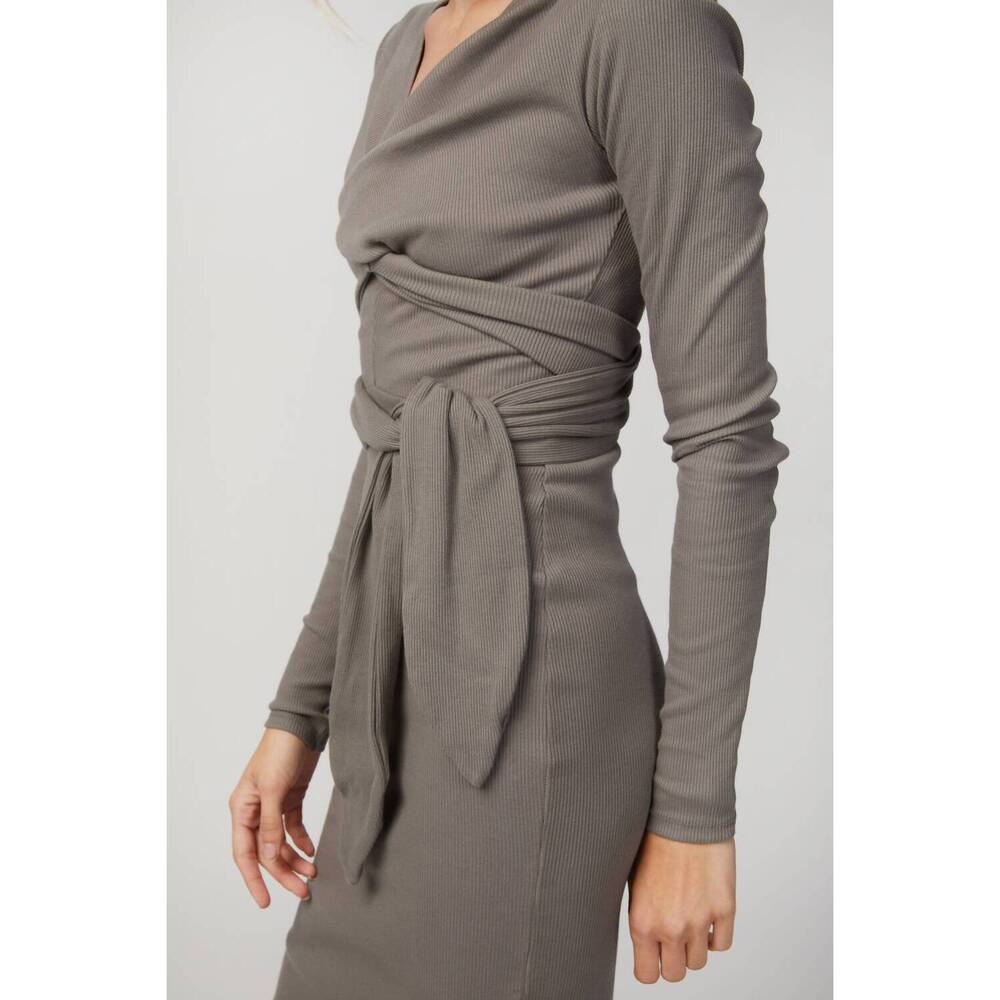 NEW THE LINE BY K saloma ii wrap dress in grey - Picture 5 of 6